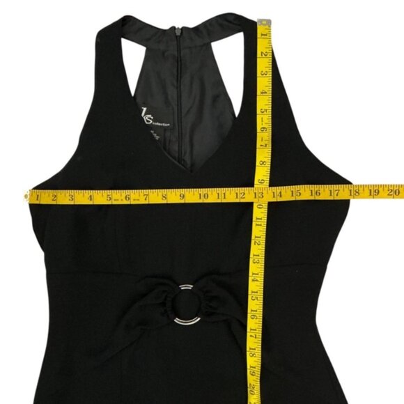 KS Collection Black Halter Dress Cut Out Shoulder Silver Embellishment Size 10 - Picture 9 of 16